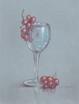 Wine Glass and Grapes in Colored Pencils